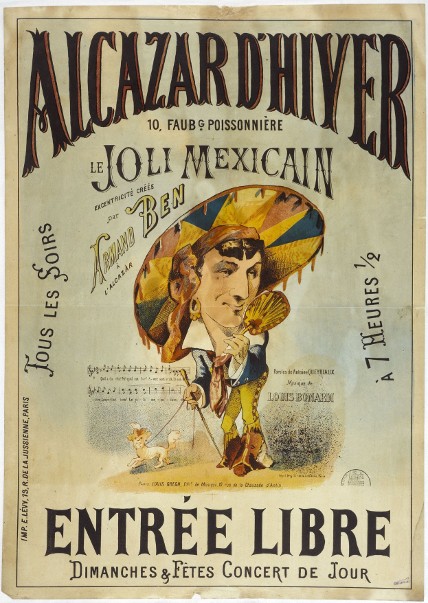 Plakat für ein mexikanisches Konzert, das einen Mann mit Hut zeigt, mit Textdetails