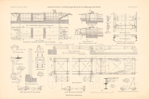 Eine detaillierte Zeichnung eines Zuges, einschließlich seines Motors und Getriebeteils, auf dem Cover eines alten Buches.