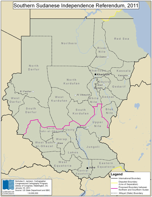 Plakat Mit Buntem Kartenbild Der Südsudanesischen Unabhängigkeitsreferendum 2011, Inklusive Symbole Und Erläuternden Text.