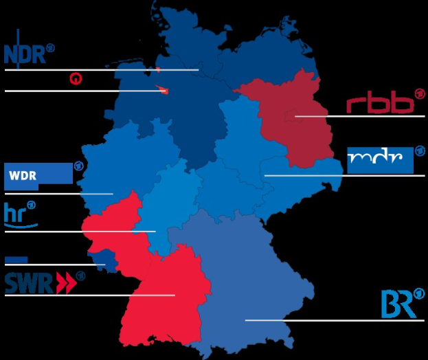 Karte von Deutschland mit den Ergebnissen der Landtagswahl 2016 nach Bundesländern, mit roter und blauer Hervorhebung und zusätzlichen Textdetails.