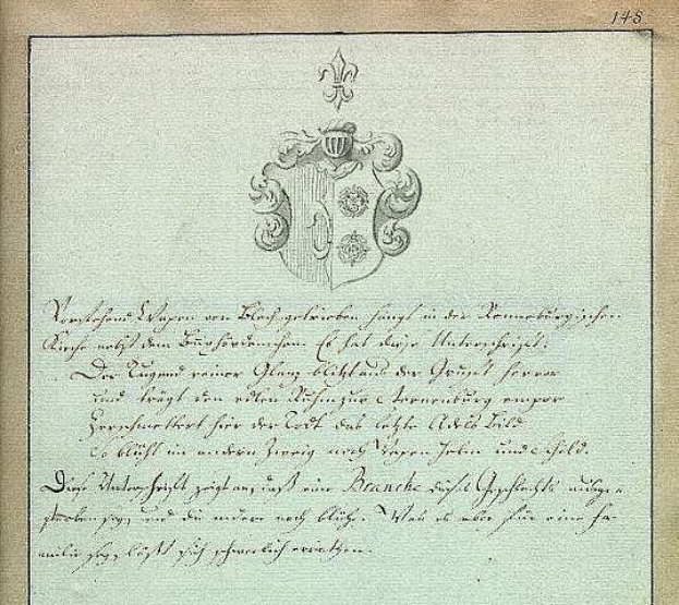Altes Buch mit einem Wappen, das ein unterzeichnetes Dokument des deutschen Kaisers Wilhelm II. von 1812 enthält.