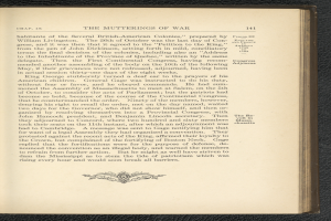 Ein aufgeschlagenes Buch mit dem Titel "Die Gemüter des Krieges" zeigt eine Illustration eines Mannes in Uniform mit Gewehr und Fahne, der in einem Feld mit Bäumen, Bergen und untergehender Sonne steht.