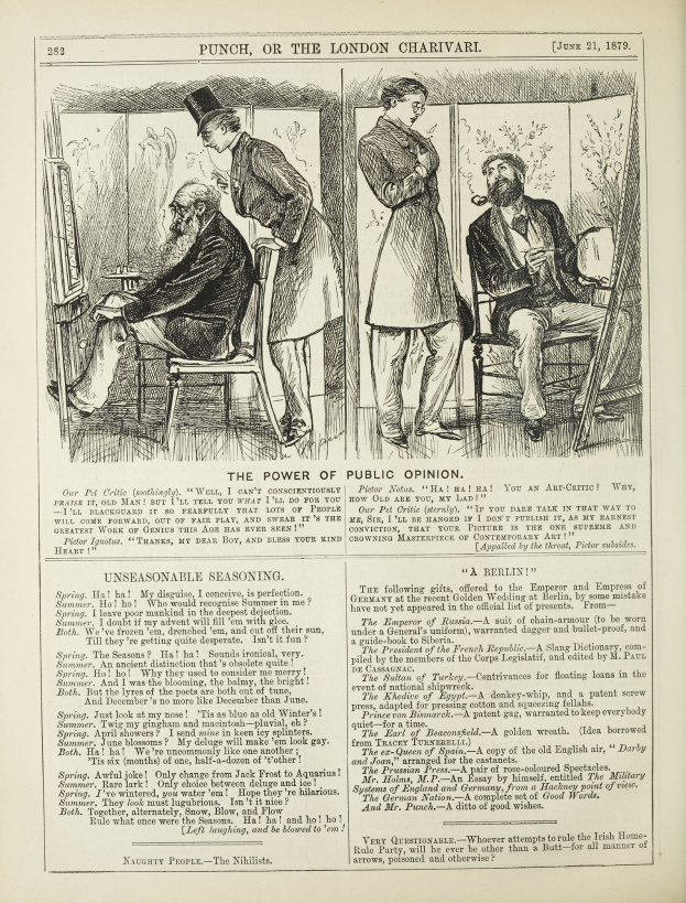 Altes Buchcover mit einem Mann in einem Anzug sitzend in einem Stuhl und einer Frau danebenstehend, beide mit ernsten Gesichtern, und der Titel "Die Macht der öffentlichen Meinung" sichtbar.