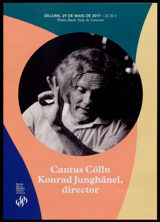 Plakat mit einem Bild von Cantus Collin und Konrad Junghänel, mit Text zu den Event-Informationen.